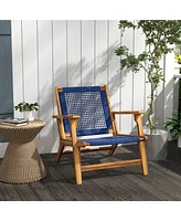 Outsunny Outdoor Wood Adirondack Deck Chair, Coconino Lounge Style Chair, Blue