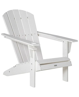 Outsunny Adirondack Chair with Cup Holder, Hdpe, White