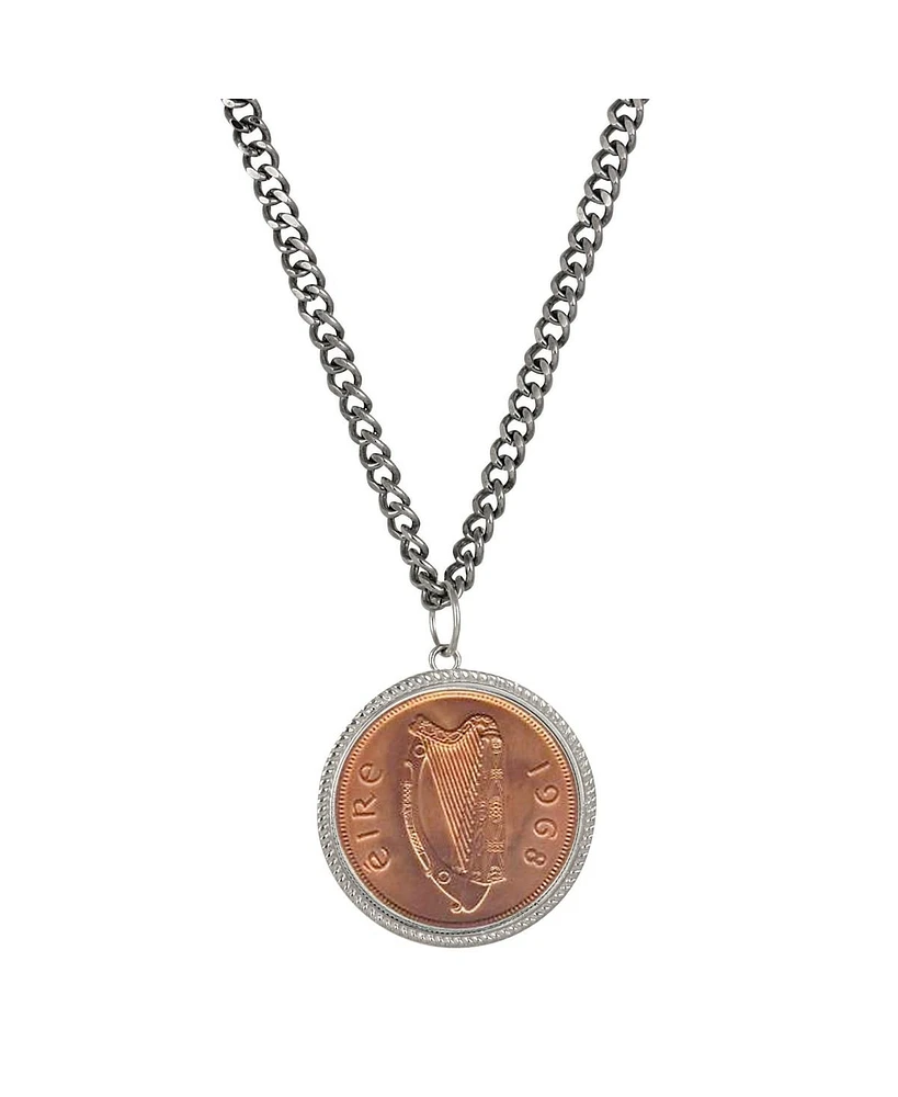 American Coin Treasures Large Irish Penny Pendant with Curb Chain for Men