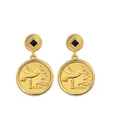 American Coin Treasures 17092 Gold Layered Hummingbird Coin Goldtone Art Decor Earrings with Black Stone, Gold