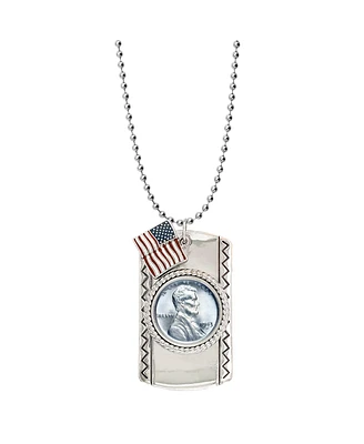 American Coin Treasures 16885 25 in. Lincoln Penny Steel Cent Dog Coin Tag Pendant Necklace, Silver