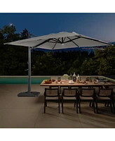 Boyel Living 10 ft. 360 B0; Rotation Square Cantilever Patio Umbrella with Base and Led Light