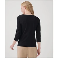 Pact Women's Organic Cotton Softspun Scoop Neck 3/4 Sleeve Tee