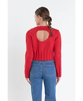 English Factory Women's Open Back Cropped Sweater