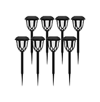 Merrick Lane All-Weather Tulip Design Led Solar Lights, Outdoor Powered Lights For Pathway, Garden, & Yard - Set Of 8