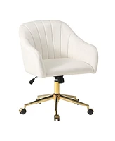 WestinTrends Upholstered Velvet Swivel Vanity Office Chair With Wheels