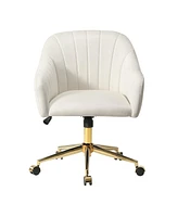 WestinTrends Upholstered Velvet Swivel Vanity Office Chair With Wheels