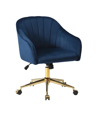 WestinTrends Upholstered Velvet Swivel Vanity Office Chair With Wheels