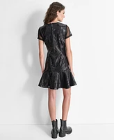 Dkny Women's Sequin Ruffled-Hem Mini Dress