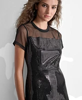 Dkny Women's Sequin Ruffled-Hem Mini Dress