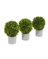 Slickblue Mini Boxwood Topiary Artificial Plant for Elegant Home Decor (Set of 3)