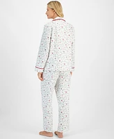 Charter Club Petite Women's Long-Sleeve Cotton Flannel Packaged Pajama Set, Created for Macy's