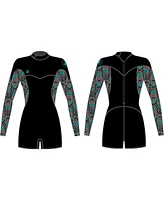 Body Glove Stellar 2mm Womens Back Zip Springsuit Boy Leg - Black Turquoise