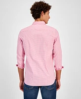 Tommy Hilfilger Men's Long Sleeve Button-Front Poplin Micro Gingham Shirt