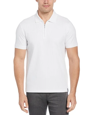 Perry Ellis Men's Slim-Fit Ribbed-Knit 1/4-Zip Polo Shirt