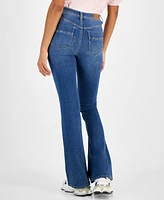 Dollhouse Juniors' Exposed Button Front Seam Flare Jeans