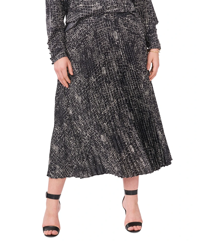 Vince Camuto Plus Printed Pleated Midi Skirt