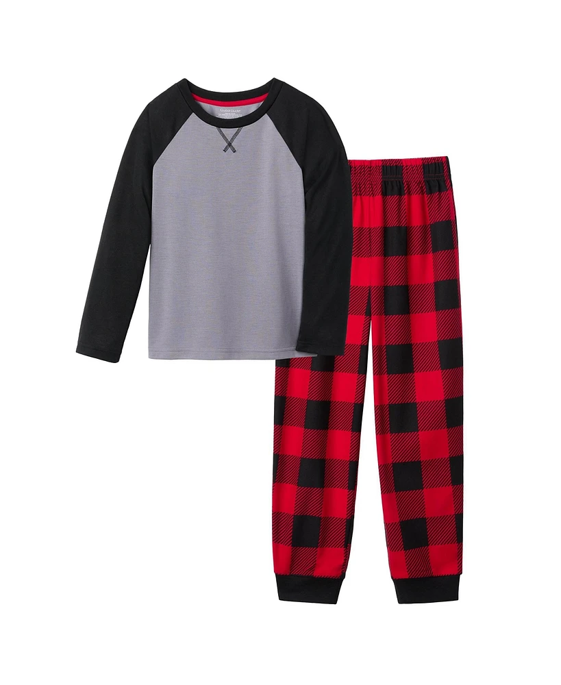 Cuddl Duds Boys Plaid Butter Fleece Jogger Pajama Set