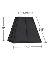 Springcrest Black Small Square Lamp Shade 5.25" Top x 10" Bottom x 9.5" High (Spider) Replacement with Harp and Finial