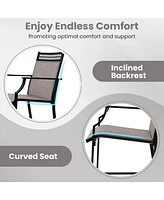 Outdoor Counter Stools Set of 2 with Footrest & Armrests Metal Frame for Backyard