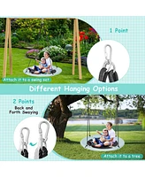 Slickblue Toddler 40 Inches Saucer Tree Swing with Adjustable Hanging Ropes and 900D Oxford Fabric-Forest
