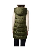 Bernardo Women's Puffer Vest With Sherpa Lined Hood