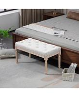 Homcom 32" End of Bed Bench, Upholstered Bedroom Bench, Cream White