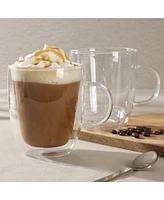 Mr. Coffee Retro Machiato Large 16 Ounce Insulated Double Wall Glass Coffee & Tea Cups, Set of 2