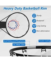 Costway 18" Basketball Rim Wall Door Mounted Hoop with All Weather Net