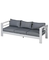 Outsunny Patio Furniture with Cushions, Aluminum Outdoor Sofa, Navy Blue