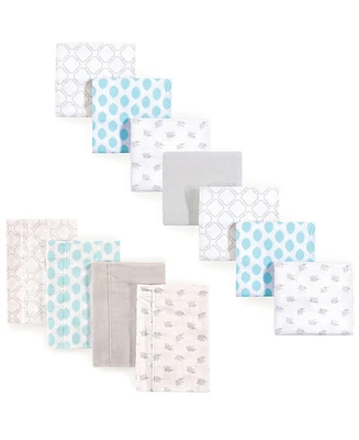 Luvable Friends Cotton Flannel Burp Cloths and Receiving Blankets, 11-Piece, Owl, One