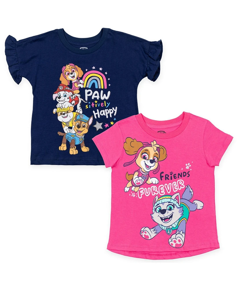 Paw Patrol Girls Everest Rubble Marshall 2 Pack T-Shirts to