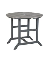 Outsunny Round Patio Table with Umbrella Hole and Aluminum Frame, Gray