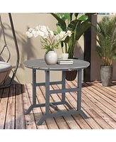 Outsunny Round Patio Table with Umbrella Hole and Aluminum Frame, Gray