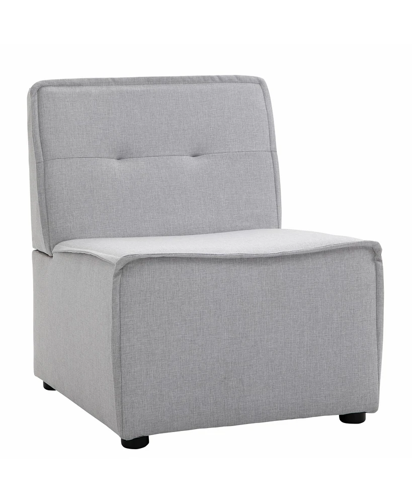 Homcom Modern Modular Chair Armless Fabric Seating Lounge Sofa for Living Room, Grey