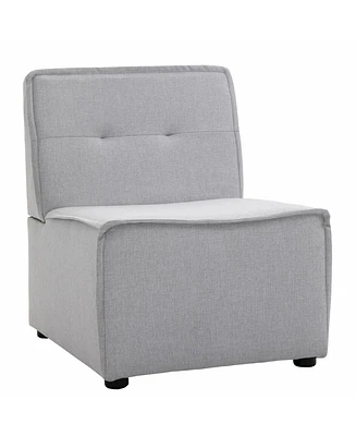 Homcom Modern Modular Chair Armless Fabric Seating Lounge Sofa for Living Room, Grey