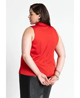 Eloquii Plus Sleeveless Satin Bow Blouse