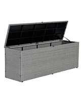Jonathan Y Nino 59.06" Modern Minimalist Outdoor Faux Wicker Deck and Patio Storage Box, Brown