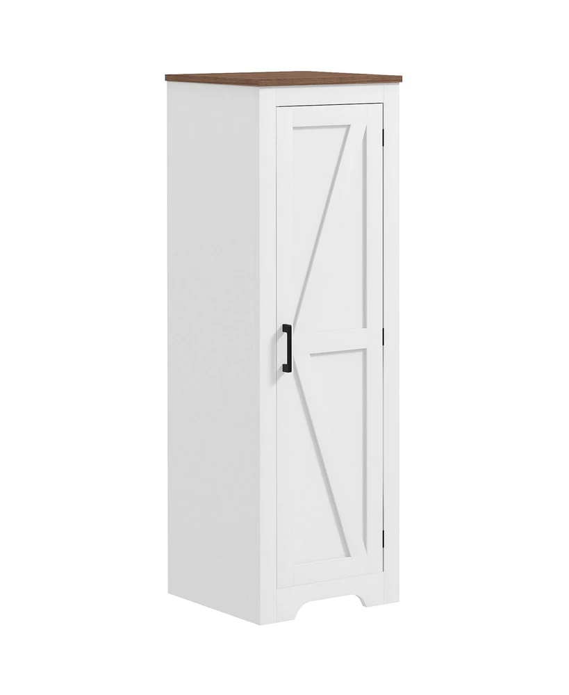 Homcom Farmhouse Storage Cabinet with Adjustable Shelf Barn Door, White