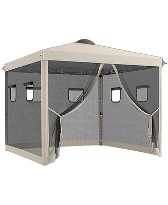 Outsunny 10' x 10' Pop Up Canopy Tent with Netting, Carry Bag and Windows