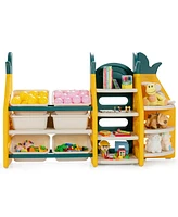 Costway 3-in-1 Kids Toy Storage Organizer Bookshelf Corner Rack