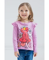 Sesame Street Girls 2 Pack Peplum Long Sleeve T-Shirts to (12 Months - 6-6X)