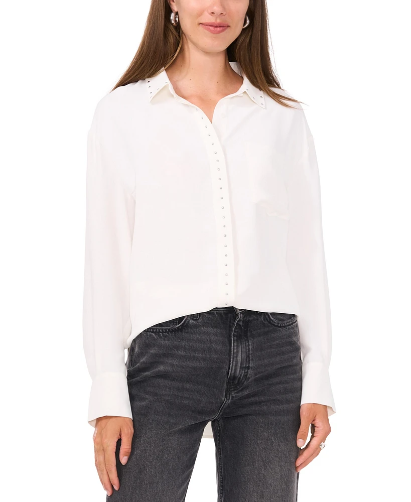 Vince Camuto Women's Grommet-Trimmed Button-Front Top