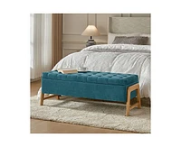 Hulala Home Mid-century Modern Lydia Storage Bench with Solid Wood Legs