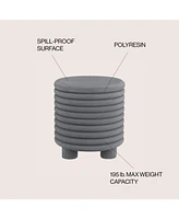 Jonathan Y Evans 18" Minimalist Modern 3-Legged Drum Indoor/Outdoor Accent Table, Gray Frosted