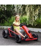 Aosom 24V 8.1 Mph Electric Go Kart with Music, Horn, Slow Start, Pink