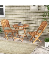 Outsunny 3-Piece Acacia Wood Bistro Set, Foldable Bistro Table and Chairs