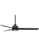 52" Windspun Rustic Farmhouse 3 Blade Indoor Ceiling Fan with Dimmable Led Light Remote Control Oil Rubbed Bronze Matte Black Wood for Living Kitchen