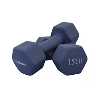 Bintiva Neoprene Hexagon Shaped Dumbbells - Sapphire - 15lbs