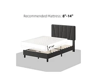 gaomon Queen Bed Frame with Adjustable Headboard, Linen Upholstered Platform Bedframe Strong Wooden Slats, Mattress Foundation, No Box Sprin